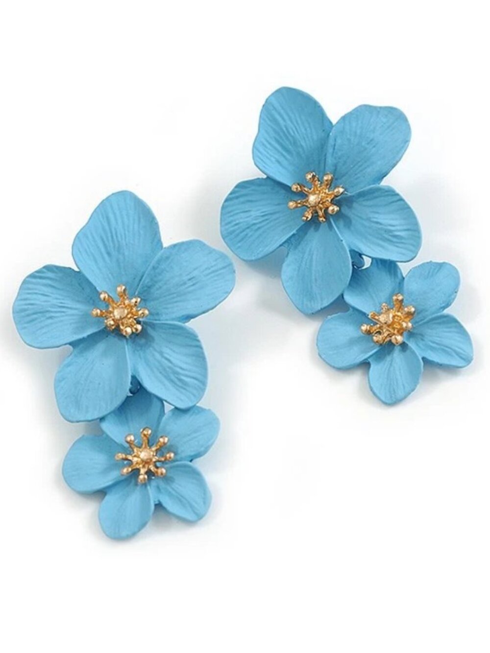 NEW Janey Periwinkle Blue Flower Double Drop Earrings